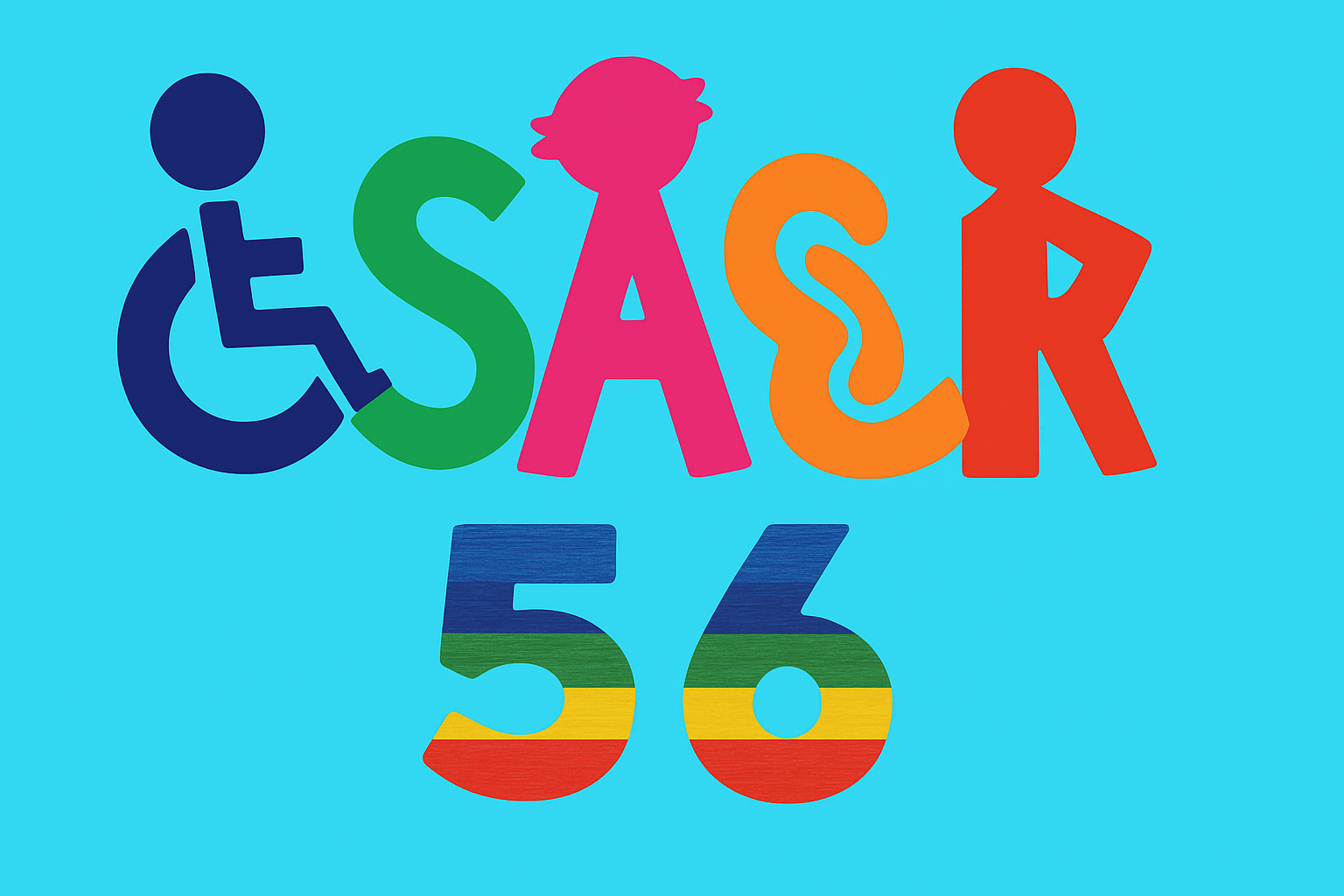 Logotipo del USAER 56 con fondo colorido y número 56